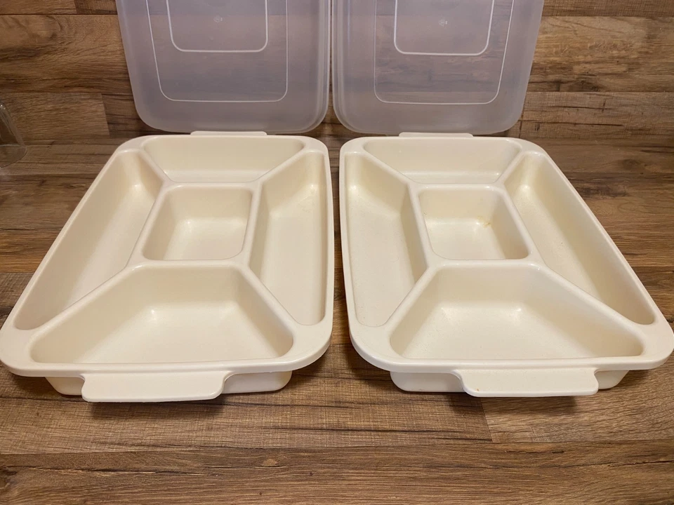 2 - РЕЗИНОВЫЕ СЕРВИРОВОЧНЫЕ ПОДНОСЫ И КРЫШКИ 0833 РАЗДЕЛЕННЫЕ ДЛЯ ОВОЩЕЙ МИНДАЛЬ - Изображение 2 из 4