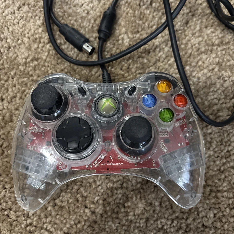 Xbox 360 Afterglow Controller - Model PL-3602 wired Clear Red Glow *READ* - Image 3 of 4