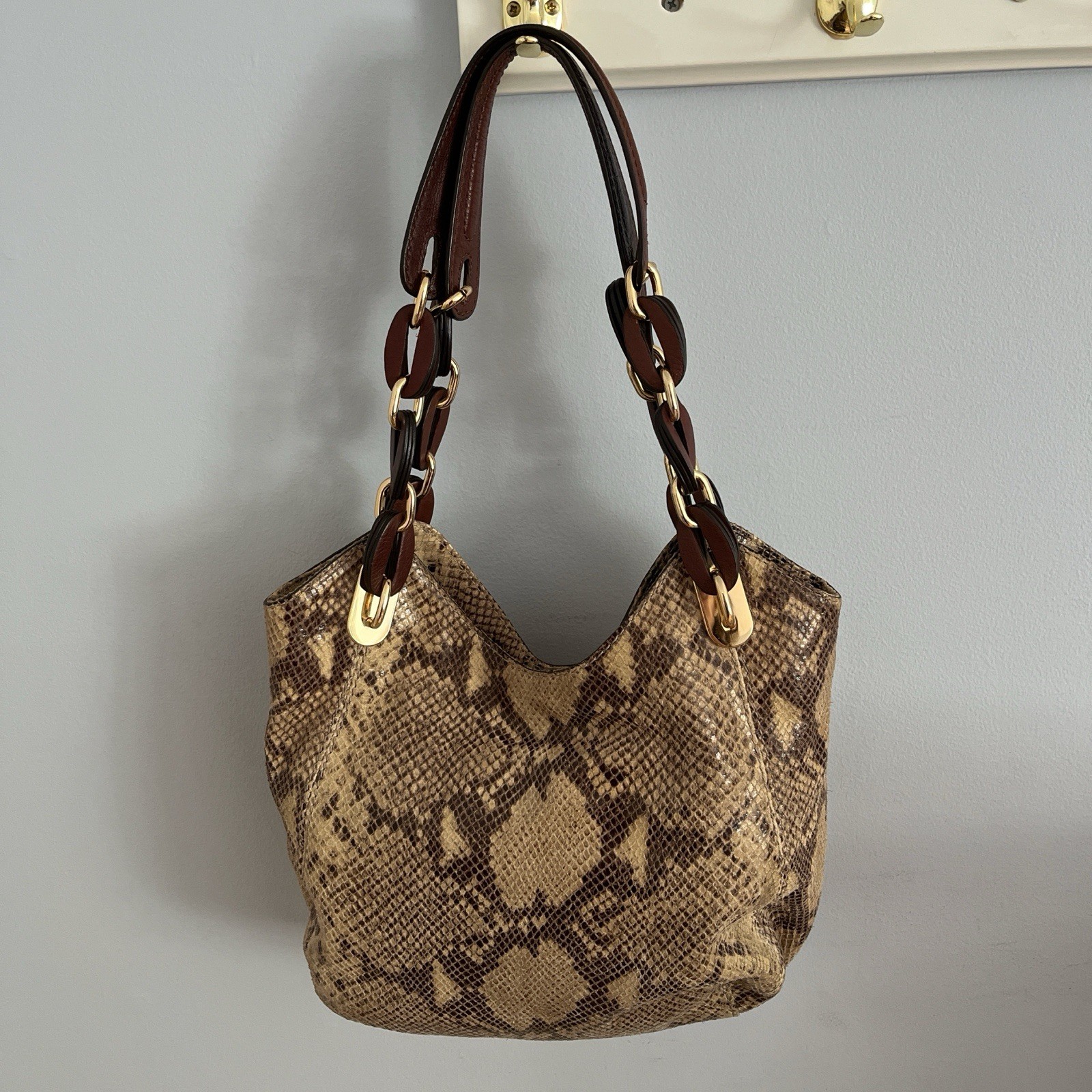 MICHAEL KORS LEATHER Snakeskin Python  SATCHEL/SH… - image 3