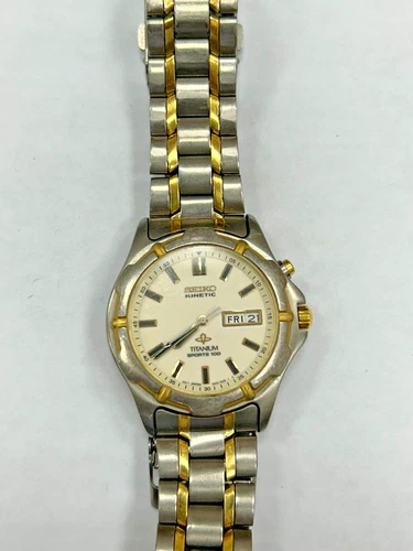 Vintage Seiko Kinetic Titanium Sports 100 Watch Parts And Repair Day Date