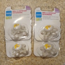 Lot of 4 MAM Newborn Pacifiers Skin Soft Orthodontic Silicone Nipple - BPA FREE 
