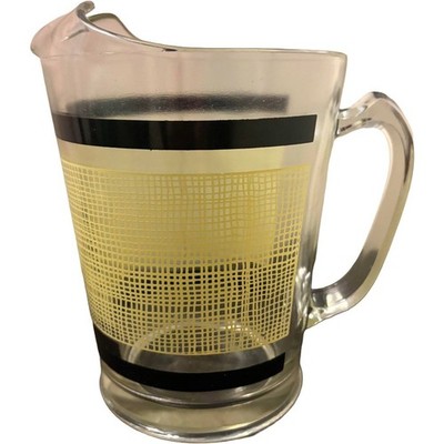 Hazel Atlas Glass Juice Pitcher Yellow Black Burlap Retro Mid Century 1960s 8 