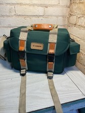 Retro Canon Camera Bag Organizer Green Pockets Shoulder Strap DSLR Carry Case