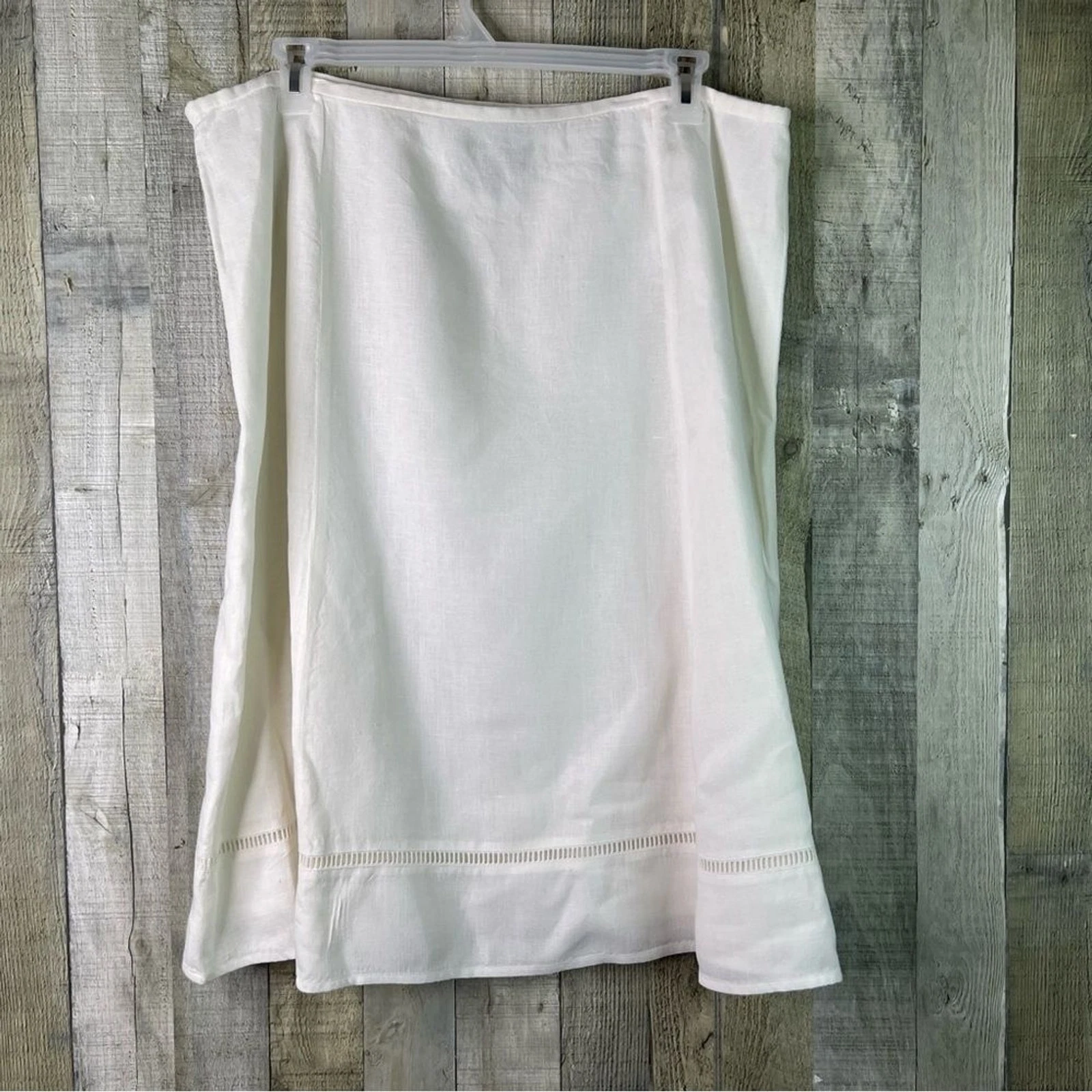 Talbots Size 20 100% Linen Cream Color Lined Skirt Hook & Eye & Zipper Closure