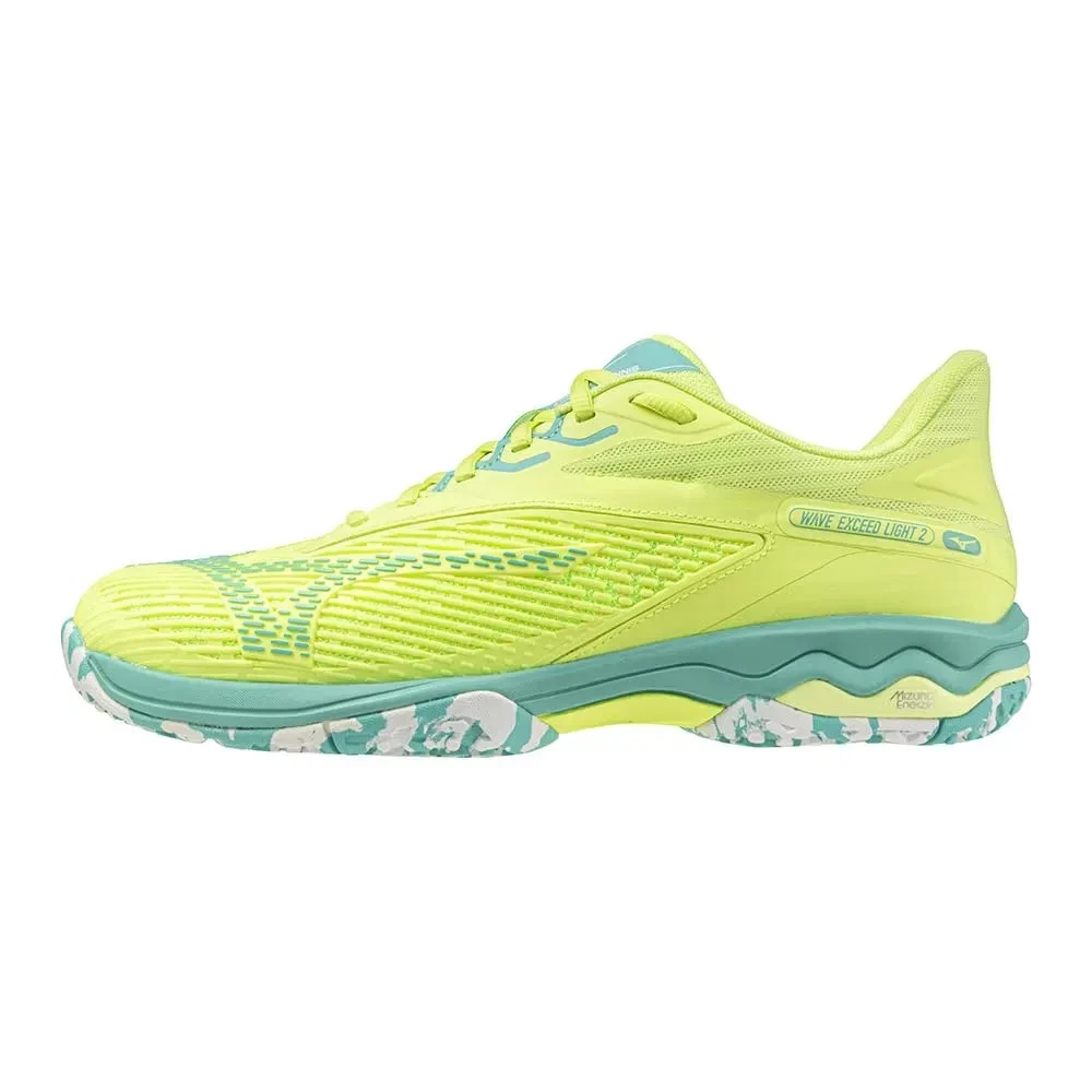 Mizuno Wave Exceed Light 2 OC Tennis Shoes Yellow/Green/White 2E