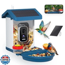 Smart Bird Feeder with Camera Solar Powered, 4K HD Video Bird Hou