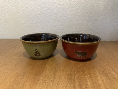 HOME studio Woodland Ceramic Bowls Set of 2 Bear & Tree Design Dishwasher Safe