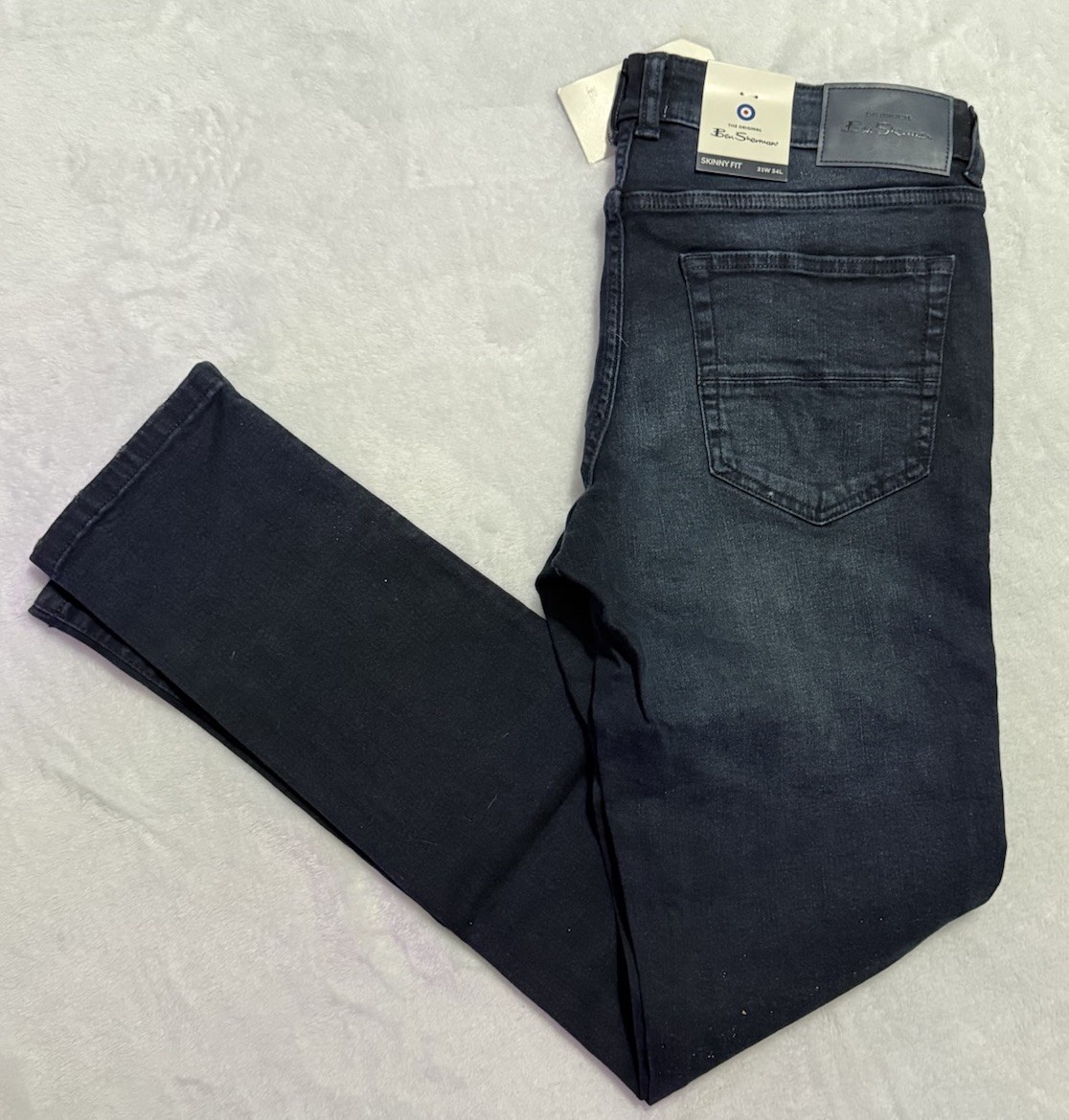 Ben Sherman Men's Skinny Fit Dark Wash Jeans 31W 34L Stretch Denim