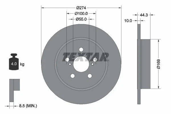 BREMSSCHEIBEN SATZ PAAR HINTEN TEXTAR 92333703 2PCS A NEU OE QUALITÄT - Bild 2 von 4