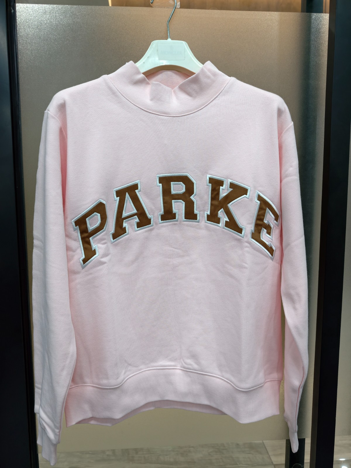 Parke Women's Varsity Mockneck Sweatshirt Pink, Oversized Size L/XL