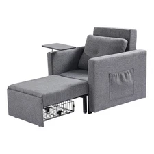 Sleeper Sofa Bed with Side Pocket Pillow Desk Board 5 Adjustable Backrest
