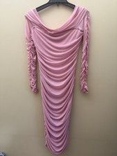 G19) Fashion Nova Sexy Size XL Long-Sleeve Pink Ruched Bodycon Dress