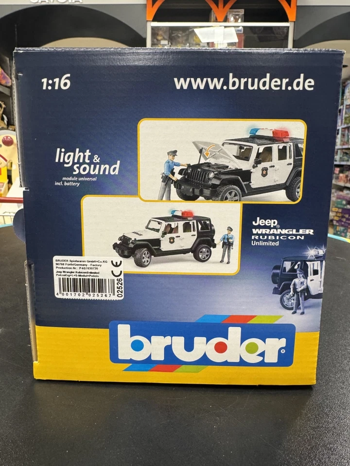 BRUDER 02526 - scala 1:16 - JEEP POLIZIA WRANGLER ULIMITED RUBICON - NUOVO - Immagine 4 di 4