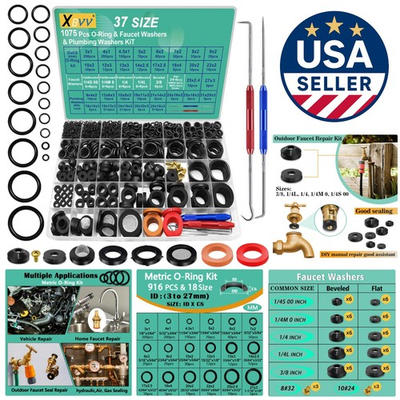#ad #ad Universal Plumbing Washer amp; O Ring Kit – 37 Sizes 1075 Pieces for DIY Repairs $63.69