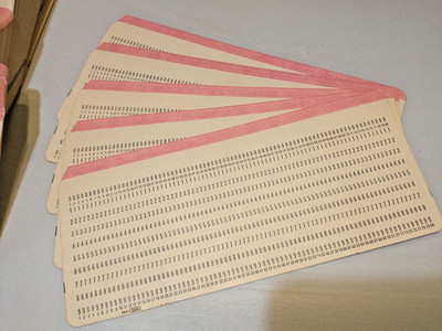 25 IBM 5081 Punch Cards Red Stripe Blank Vintage Computer MainFrame Data Cards