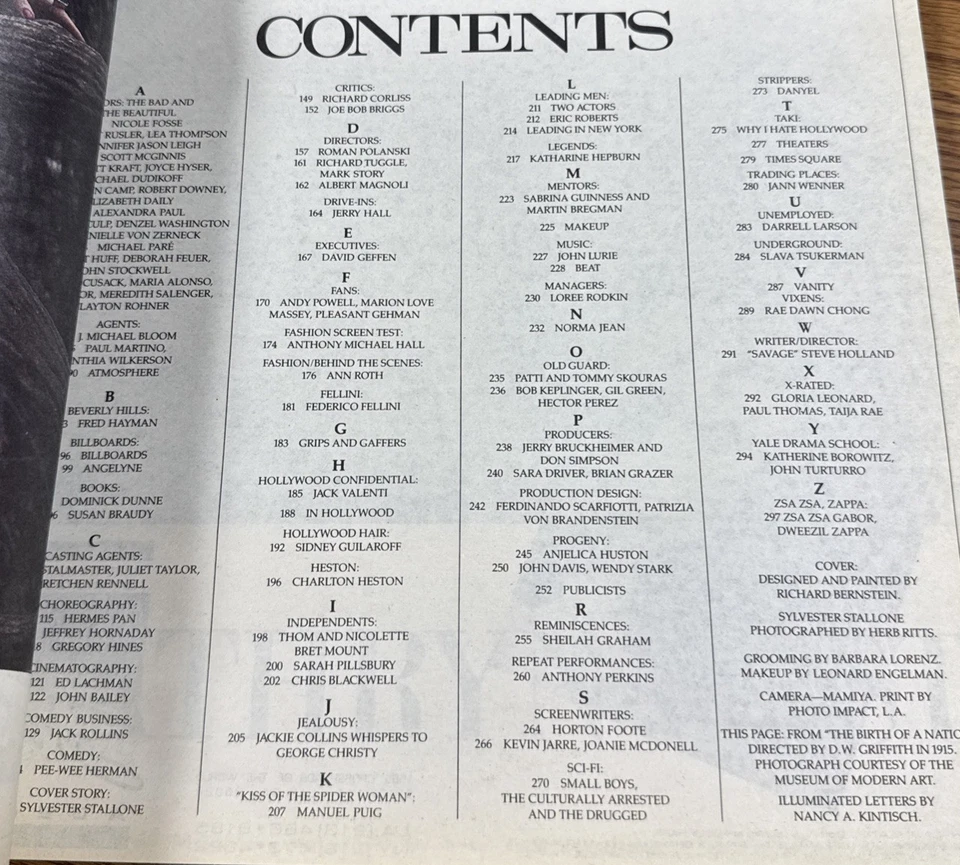 Andy Warhol’s Interview Magazine Sep 1985 Movies A-Z Sylvester Stallone Sly RARE - Image 2 of 4