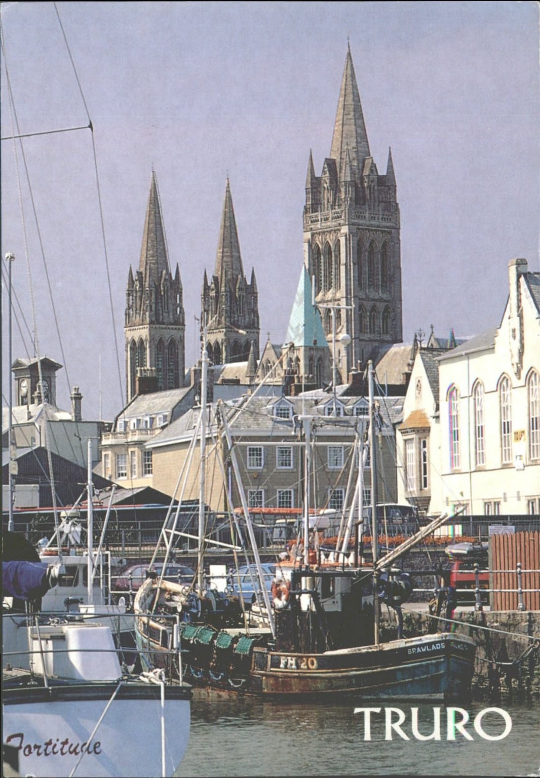 Vintage Truro Cathedral Harbor Postcard, Cornwall England, Posted