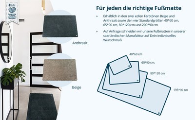 Ha-Ra  Innen-Fußmatte Eco Premium verschiedene Farben u. Größen rutschfest