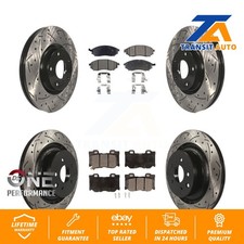 Front Rear Coated Drilled Slot Disc Brake Rotors Ceramic Pad Kit For Nissan 370Z