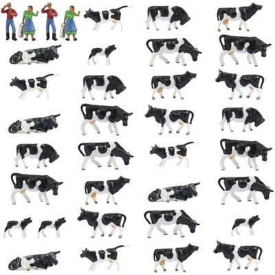 Evemodel 36 Stk. Kühe und Rinder Figuren für Spur H0 1:87 - Bunt und Detailliert