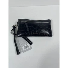 Assots London Black Genuine Leather Wristlet Wallet NWT
