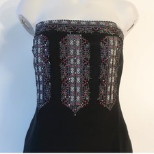 David Meister Black Strapless Beaded Dress Size 6