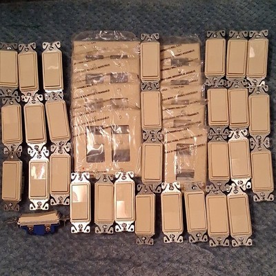 30 Cooper/Eaton Single Pole Ivory Rocker Switch 15A 120/277V w/9 Covers