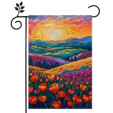 Spring Summer Tulip Lavender Floral Garden Flag for Outside 12x18 Inch Double...