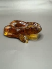 Vintage Mid Century Blenko Amber Art Glass Frog Figurine Paperweight