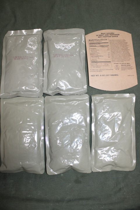 5 US Military Issue MRE Entress Beef Ravioli Lot 5 Packs