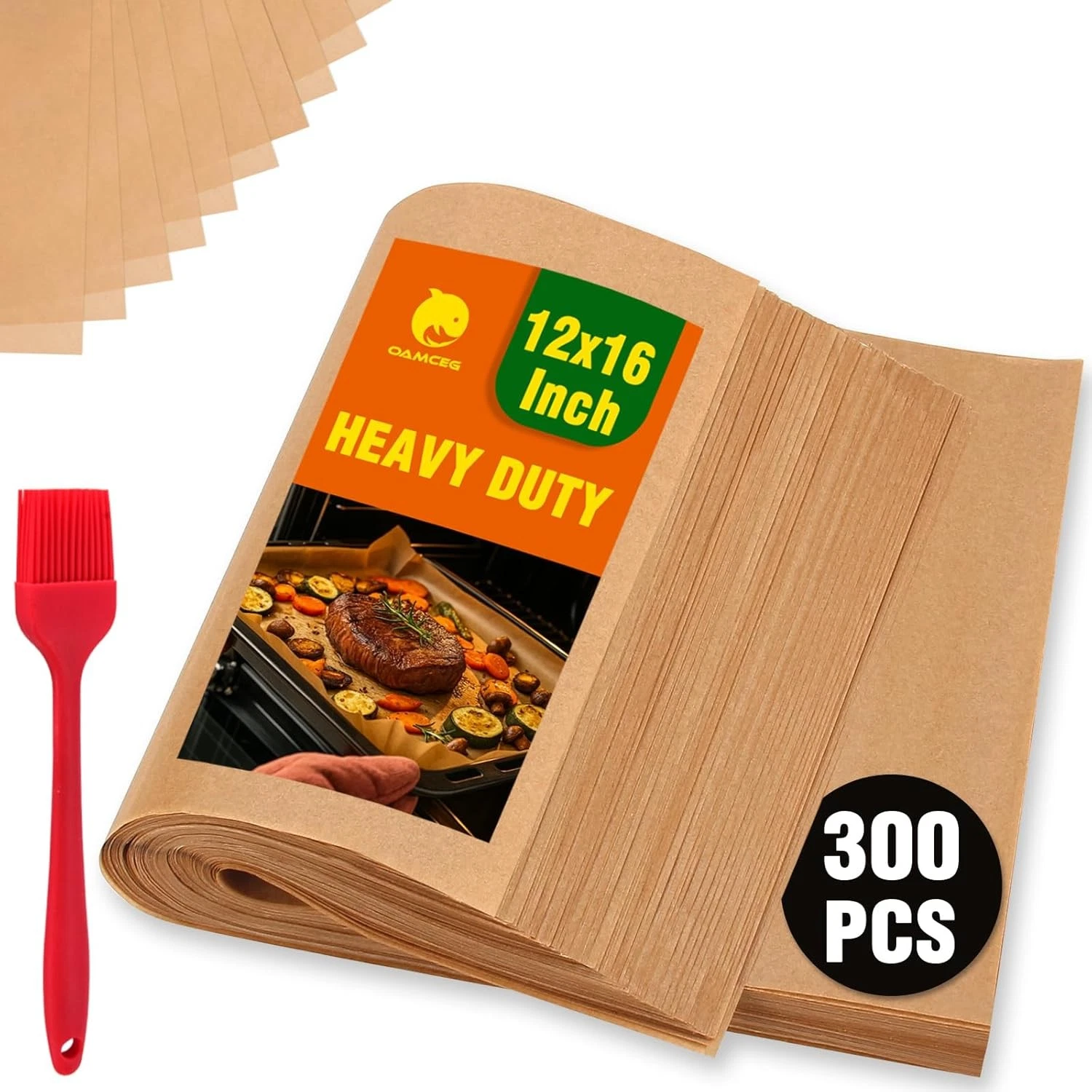 300 PCS Parchment Paper Sheets - 12x16 Inch No Chemical Non-Stick Unbleached