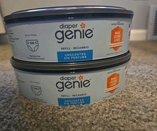 Two Diaper Genie Refills Unscented Bags 240 Newborn Size Diapers Per Container