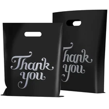 FloraSea 100 Pcs Black 12x15 Thank You Bags Merchandise Bags Shopping Bags New
