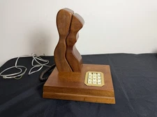 Rare 1980 Teleconcepts Adam & Eve Art Wooden MCM Telephone Push Button Dial