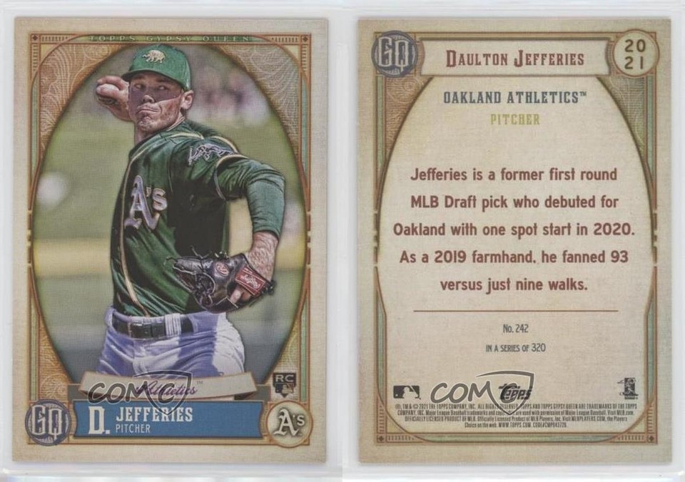 2021 Topps Gypsy Queen Team Script Font Swap Daulton Jefferies Rookie ...