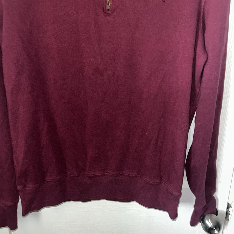 Burberry Maroon Long Sleeve Quarter Zip Preppy Casual Pullover Sweater Medium Foto 4 de 4