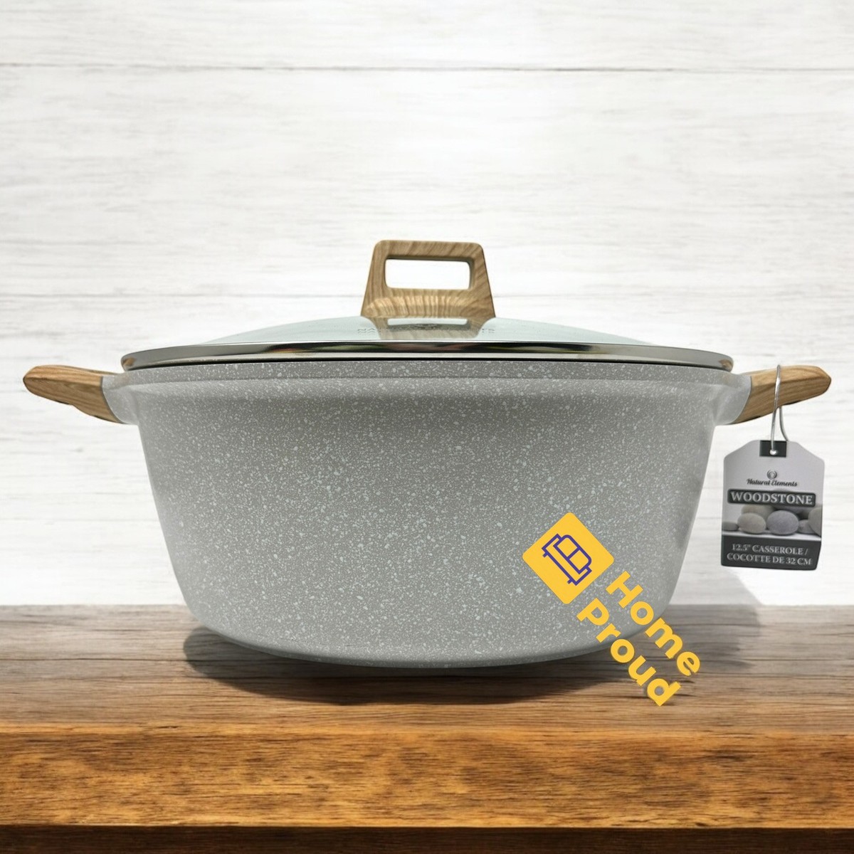 Natural Elements Woodstone Casserole Big Size 12.5 inch 8.5 Qt Pot