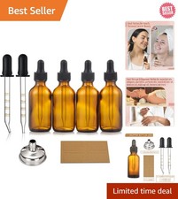 4 Pack, 2 oz Dropper Bottles with 2pcs Glass Pipettes 1ml - Essential Oils Bott