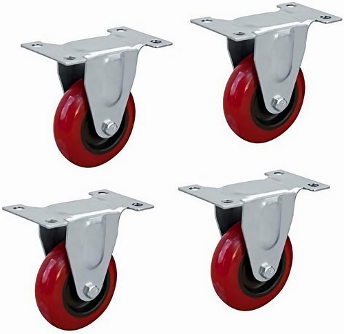 3 Inch Fixed Caster Wheels with 640 lbs Loads, Heavy Duty Plate Casters, Rigi...