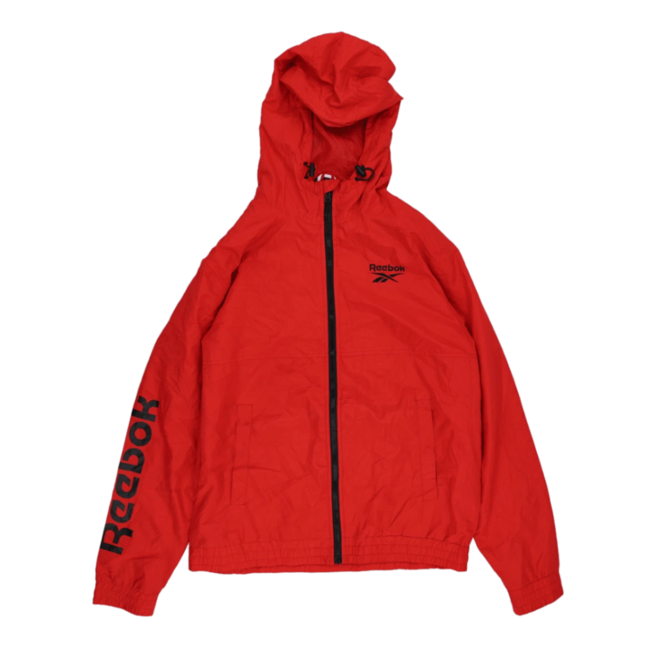 Reebok Men's Red Regular Hoodie Hooded Windbreaker Jacket Size Small