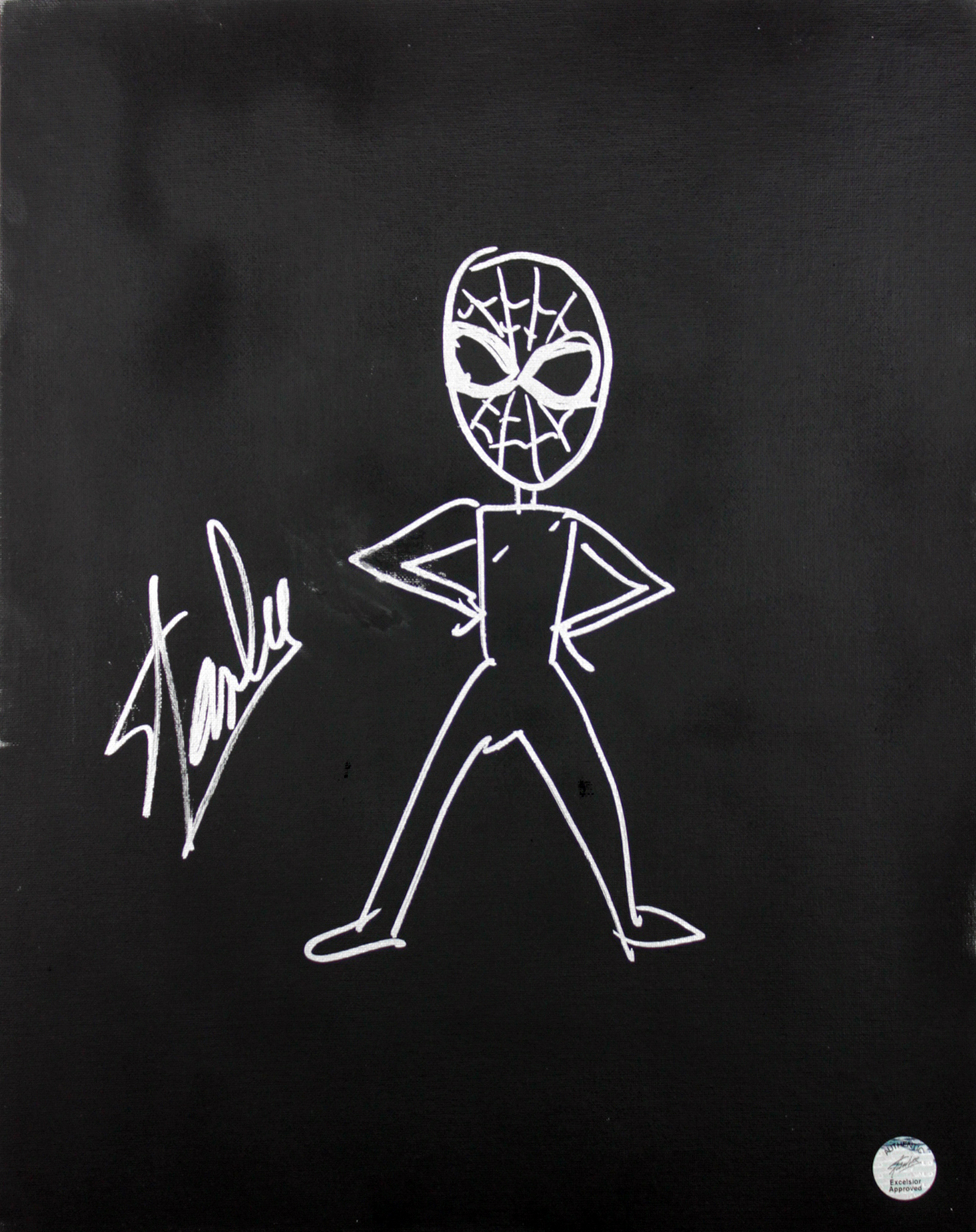 Stan Lee Autographed Signed Authentic 16X20 Canvas With Spider-Man Sketch PSA/DNA 