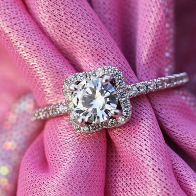 925 Silver Plated Delicate Birthday Gift Ring For Wife 1.75CT Simulated Diamond