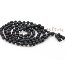 6mm Black Volcanic Lava Gemstone Tibet Buddhist 108 Prayer Beads Mala Necklace 