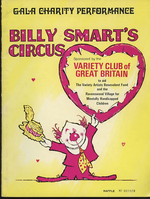 1969 Billy Smart's Circus Gala Charity Performance Program Variety Club of GB