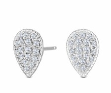 Image of Jon Richard Sterling Silver 925 Cubic Zirconia Pave Pear Stud Earings. New!!