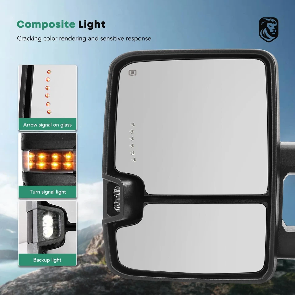 2x Conjunto de Espelho de Reboque Cromado para GMC C2500 K1500 Suburban Yukon Esquerda e Direita - Imagem 3 de 4