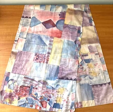 Scarf w/ Abstract Village Scene in Pastel Colors 58" x 14"