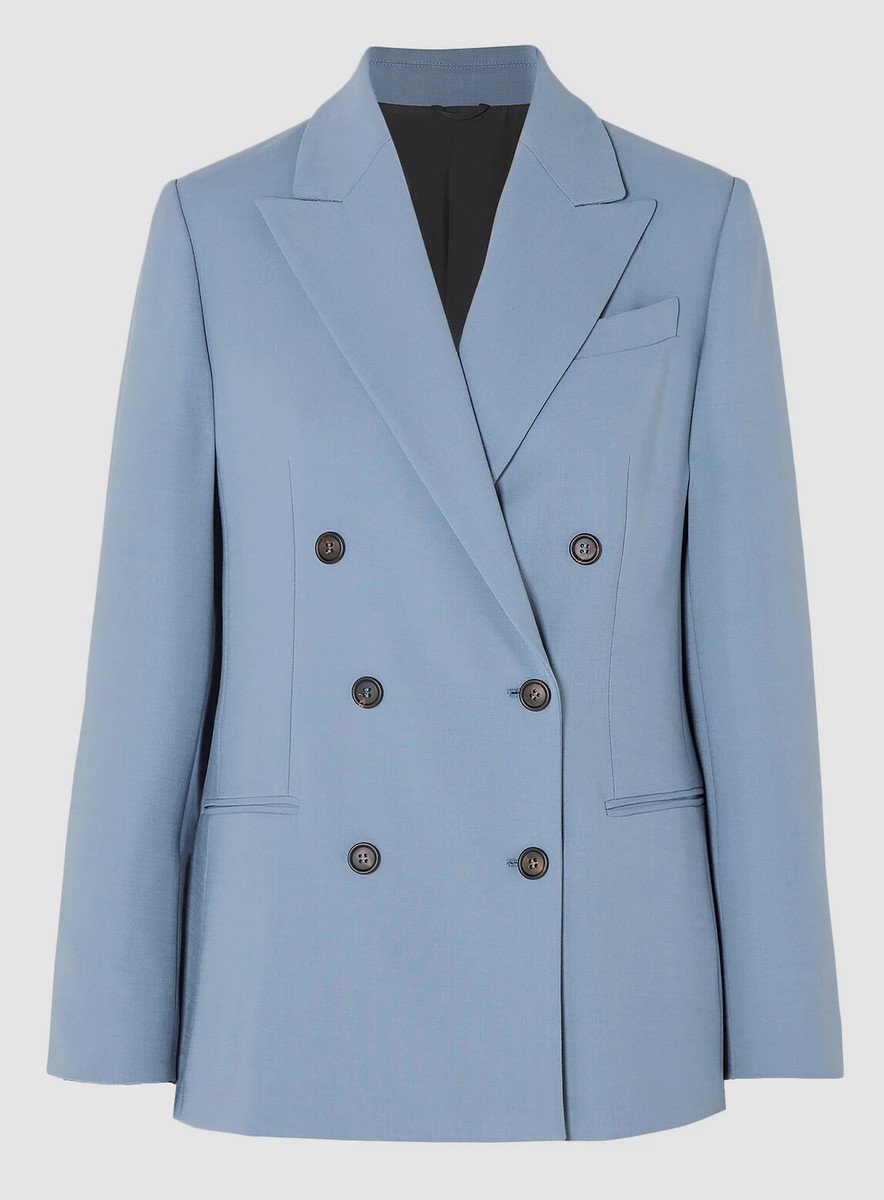 $5995 Brunello Cucinelli Women Blue Double Breasted Suit
