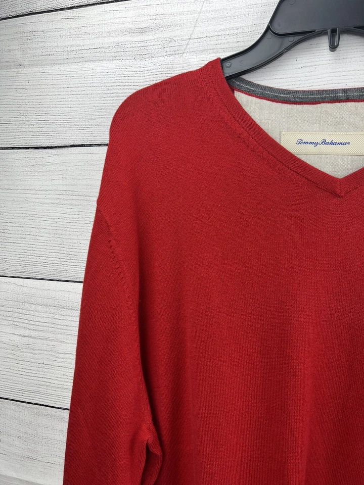 Suéter Tommy Bahama Cuello en V XL Caballero Logo Manga Larga Pullover Mezcla Cachemira Foto 4 de 4