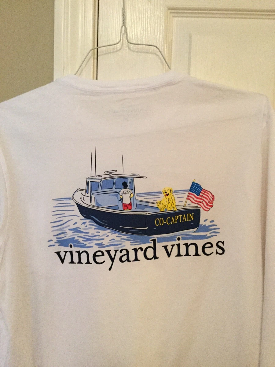 Vineyard Vines Men's Co Captain Dog Boat Pocket White L/S T-Shirt XL NWT